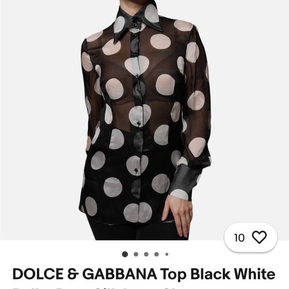 Dolce & Gabbana Tops - Dolce&Gabbana Silk Black and White Polka Dot Sheer Blouse size 40 never worn